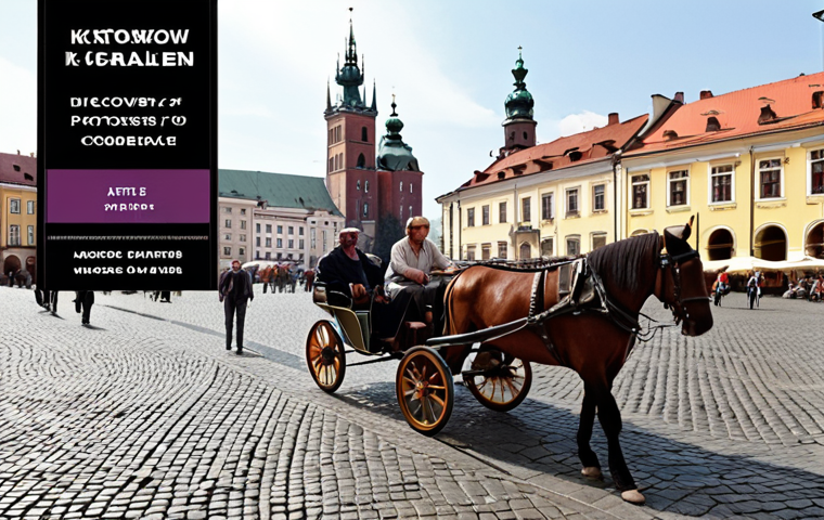 **
A sound artist recording the bustling sounds of Kraków's Old Town square. Capture the vibrant atmosphere: horse-drawn carriages, chattering tourists, the click of heels on cobblestones, and the historical architecture in the background. The artist should be holding a professional microphone, focused and immersed in the soundscape. The overall feeling is one of discovery and connection to the city's history through sound. Use a realistic, slightly painterly style.
**